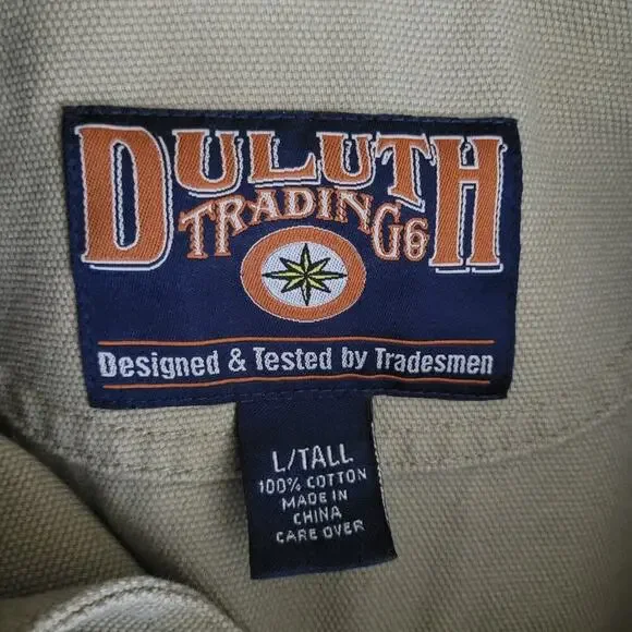 Duluth Trading Co Jacket Men Large Tall Tan Canvas Barn Chore Work Field Outdoor